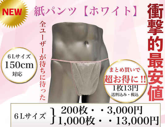 【衝撃的価格】紙パンツ6Lサイズ/200枚/1000枚『白』