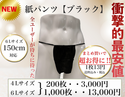【衝撃的価格】紙パンツ6Lサイズ/200枚/1000枚『黒』